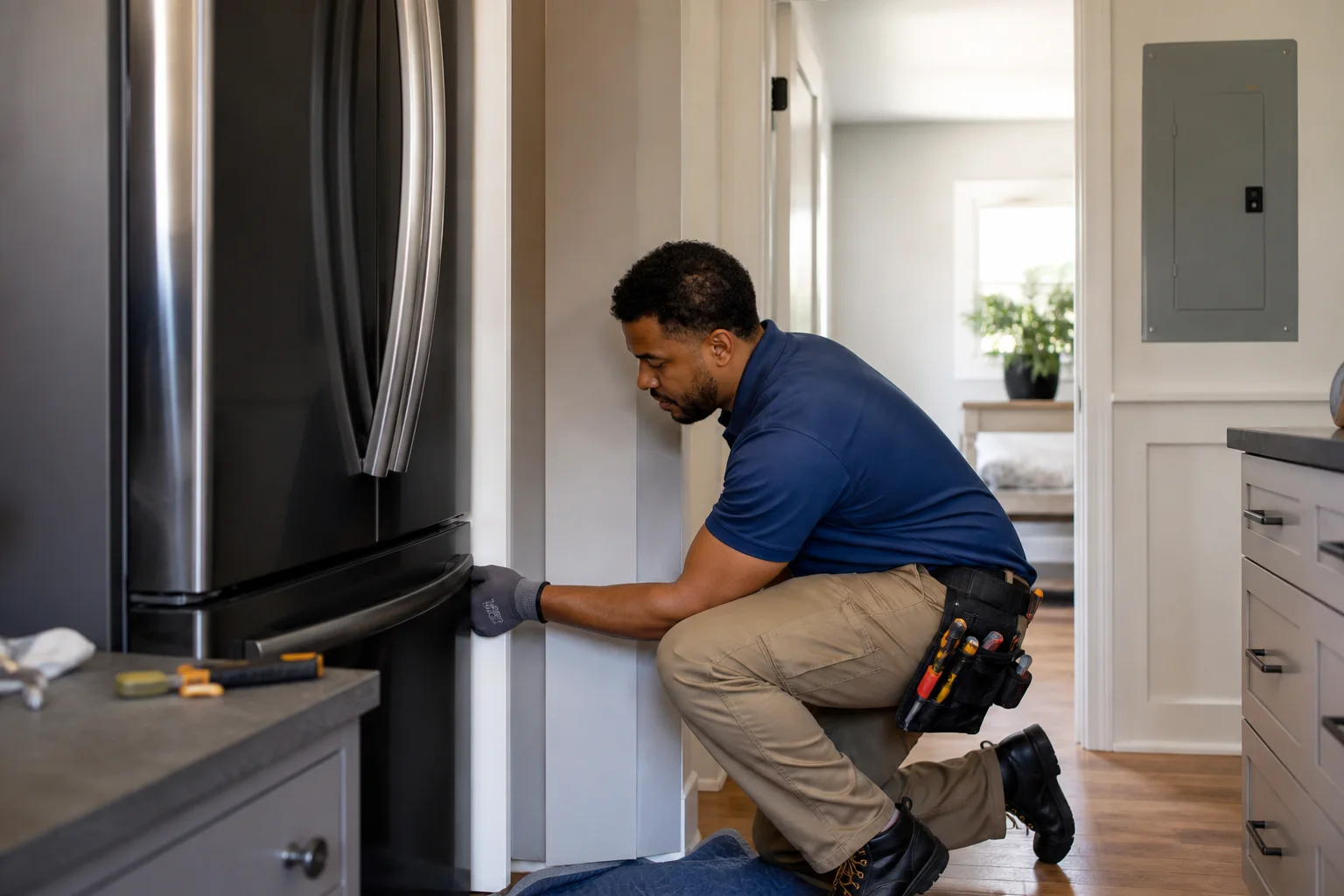 An appliance professional installing and commissioning equipment